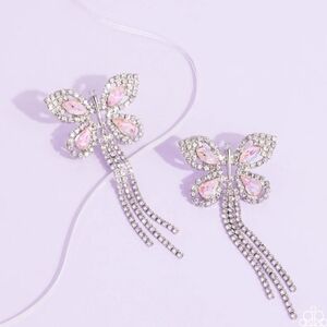 Silver and Pink Butterfly Earrings
